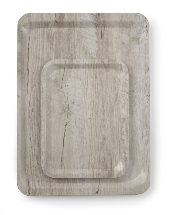 Serviertablett aus Melamin mit Holzoptik (Holz hell) 330 x 430 mm, 10 Stück