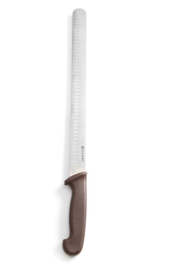 HACCP Messer braun - für gekochtes Fleisch - Schinken-/ Lachsmesser 490/350 mm